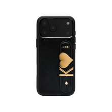 Load image into Gallery viewer, GLAM. Personalized Leather iPhone Case - Black/Gold
